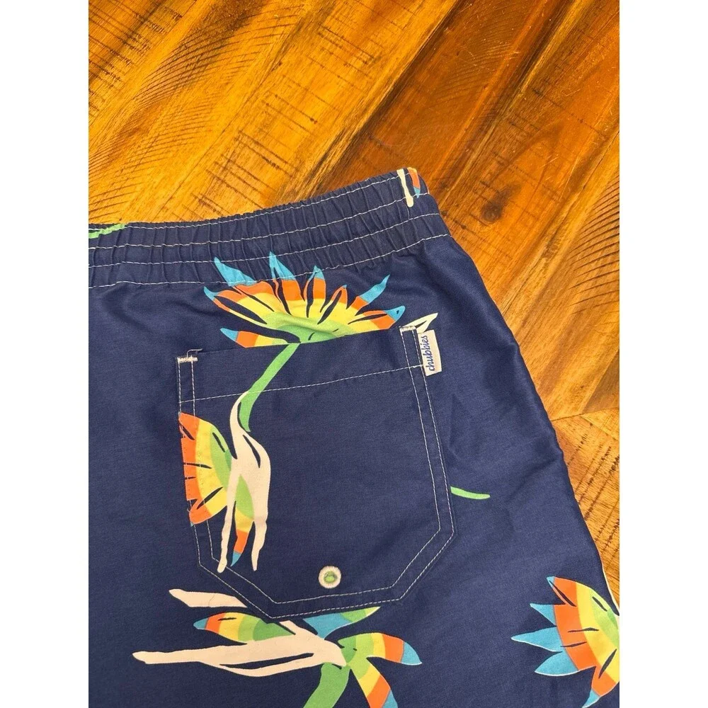 Chubbies Swim Trunks Mens XL Tagged L Navy Bird of Paradise 5” Inseam USA